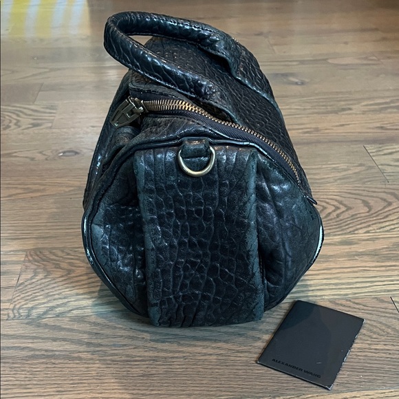 Alexander Wang Distressed Rocco Bag Black Textured Handbag - Picture 4 of 7